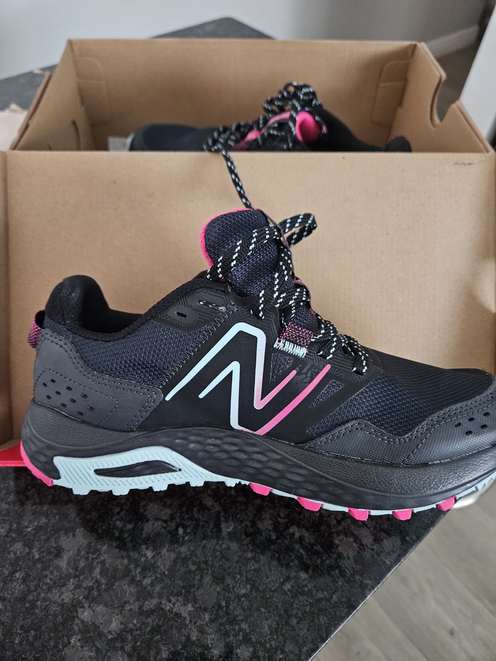 New Balance Women's Black and Pink Trail Running Shoe